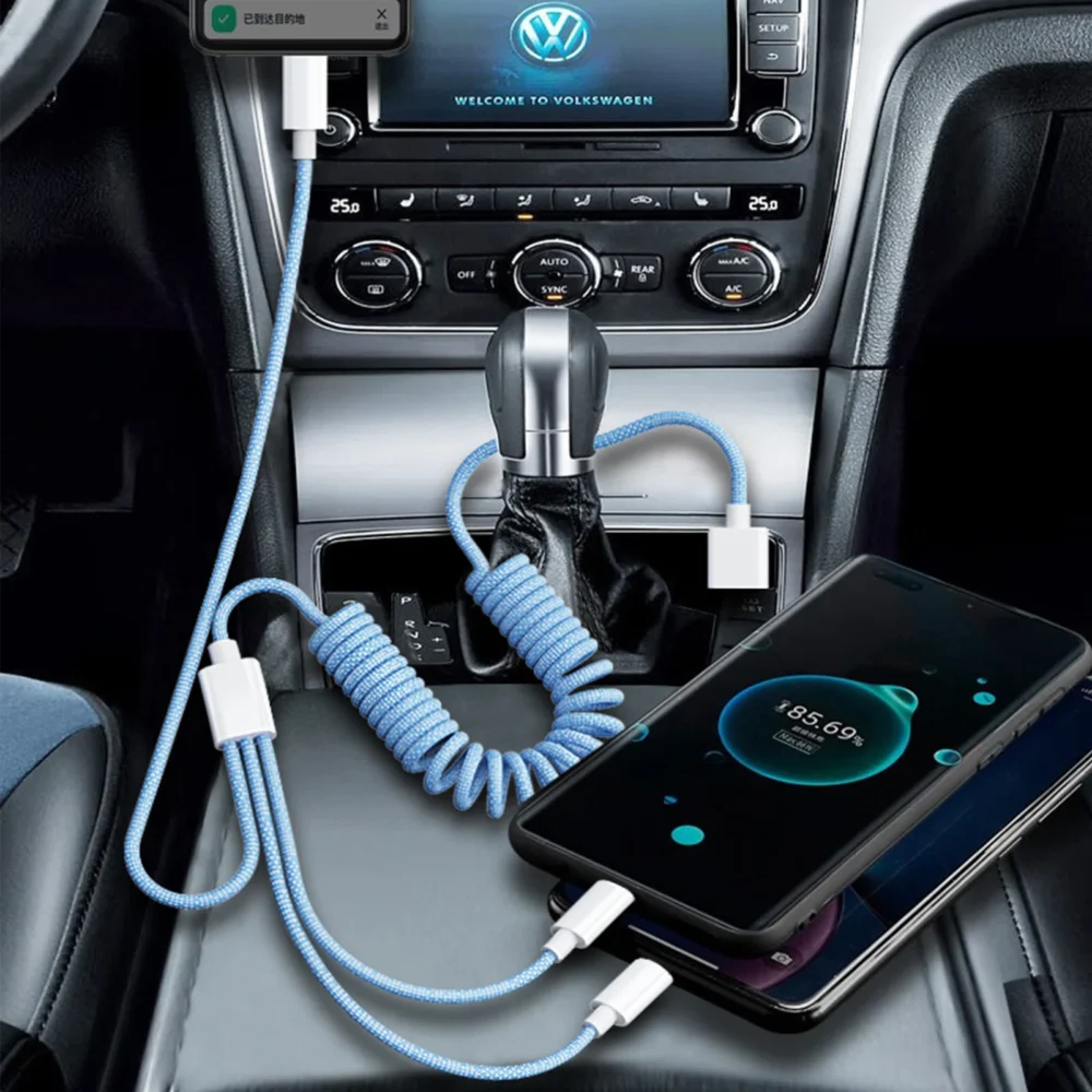 Charger Wire Spring Car Spring 3 in 1 Charging Cable Manufacturer | USB Cable Manufacturer ...