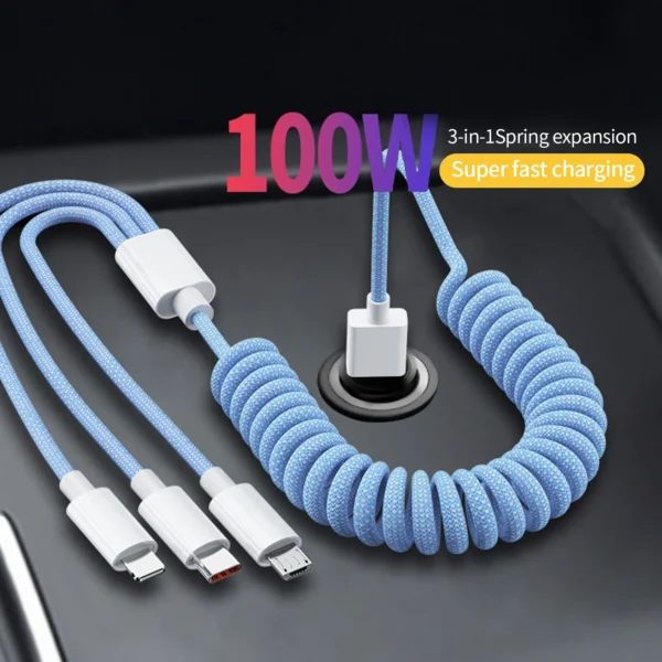 Car Spring 3 in 1 Charging Cable